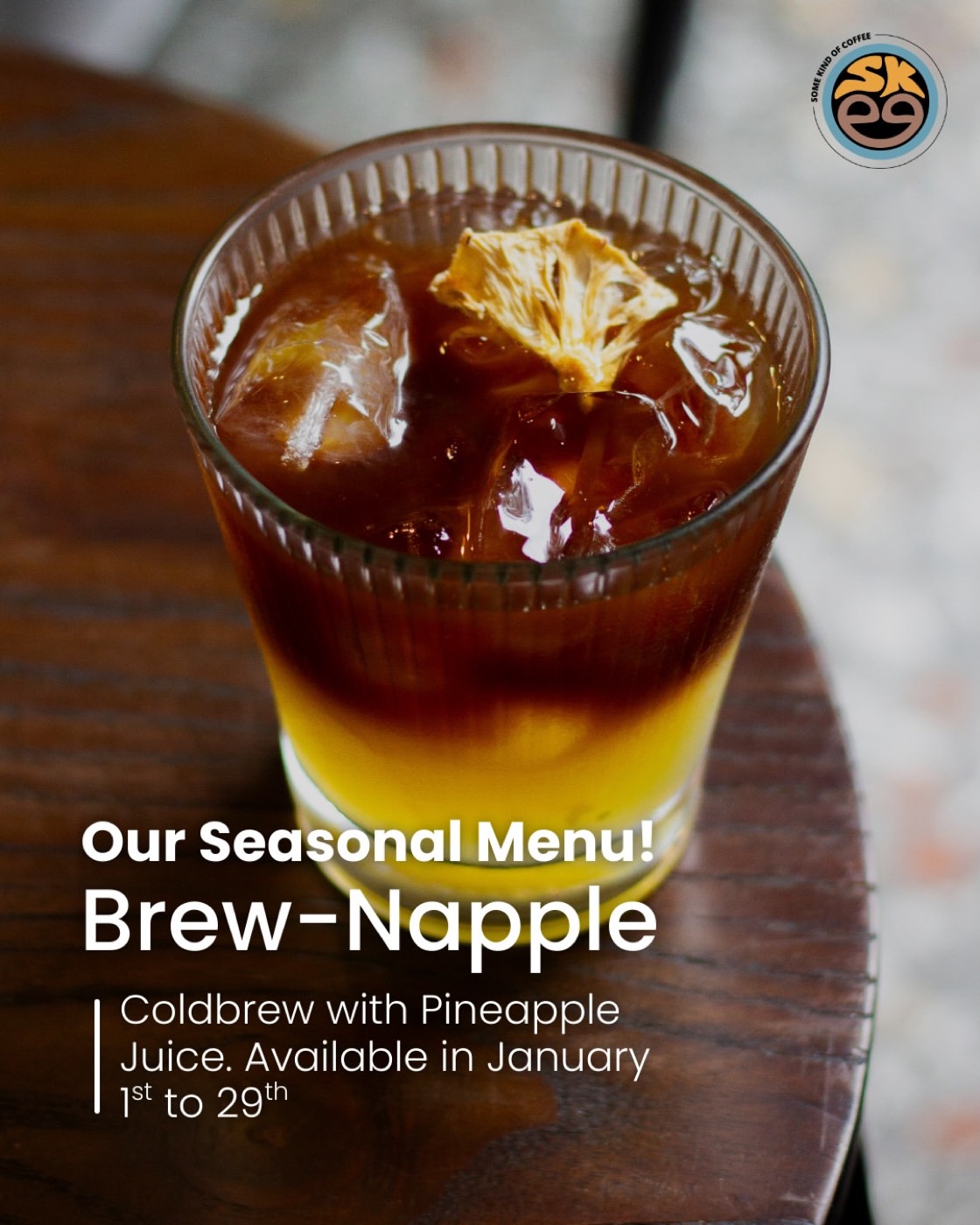 Poster seasonal Brew-Napple — coldbrew dengan jus nanas